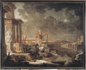 Landskap ved daggry, 1705